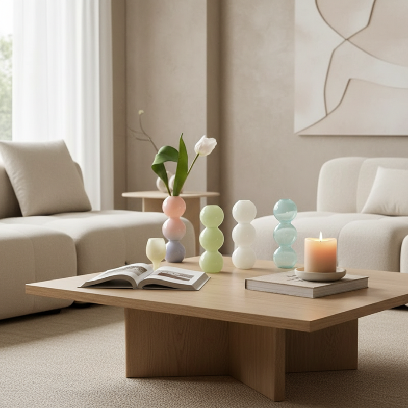 Vase en verre 3 bulles blanc