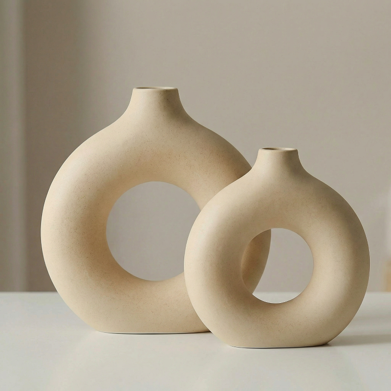Vases en céramique design circulaire – Style minimaliste moderne