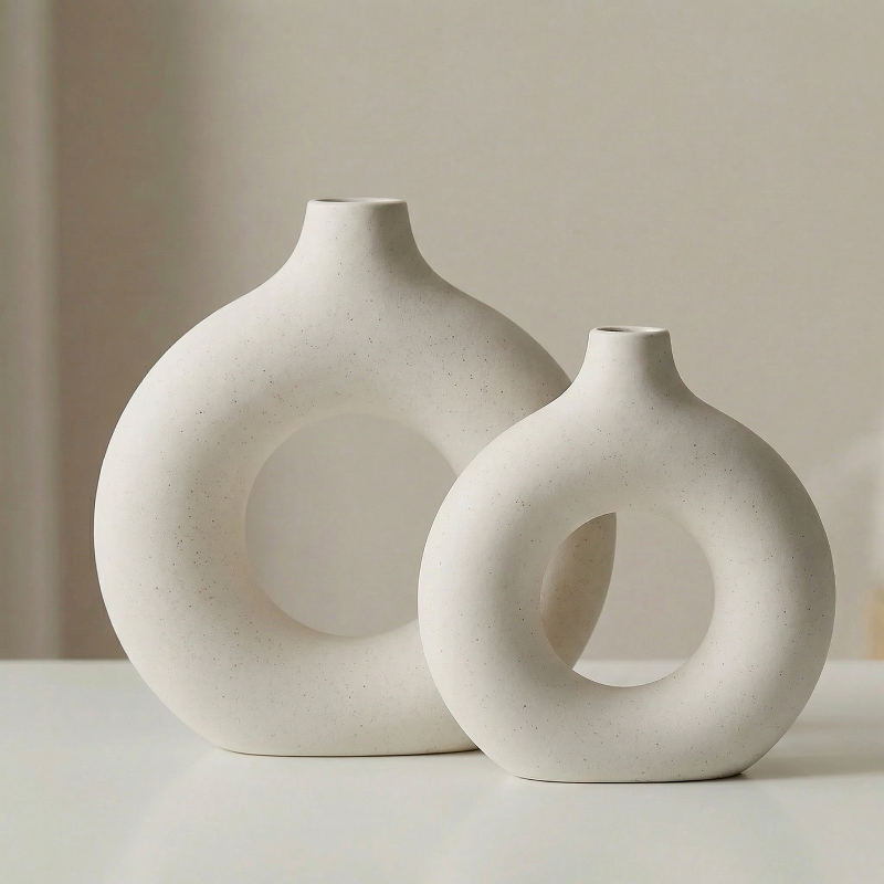 Vases en céramique design circulaire – Style minimaliste moderne