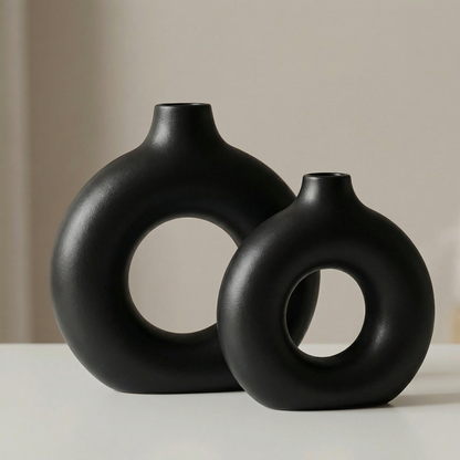 Vases en céramique design circulaire – Style minimaliste moderne