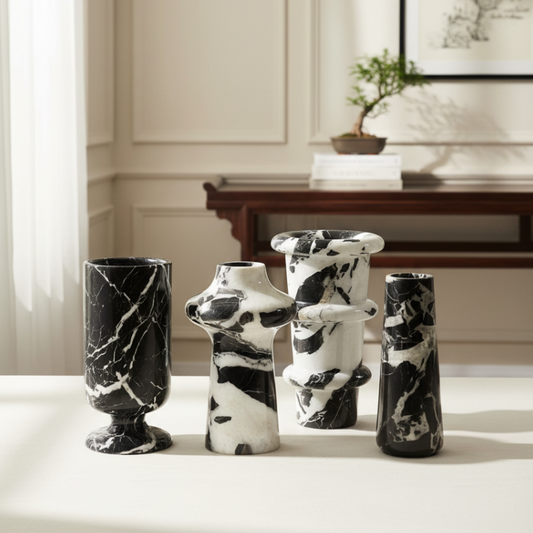 Vases marbre design blanc noir collection