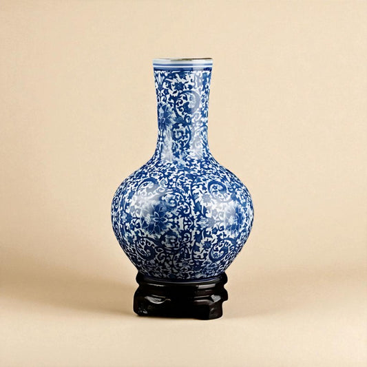 Vase porcelaine grande taille motif bleu type D