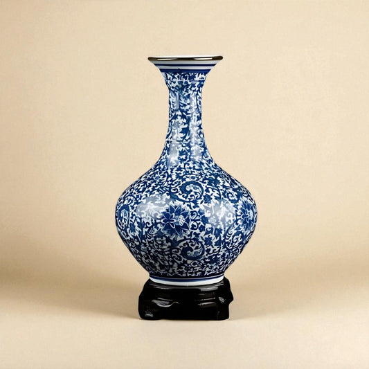 Vase porcelaine grande taille motif bleu type E