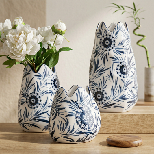 Vases porcelaine motifs fleurs de paysage