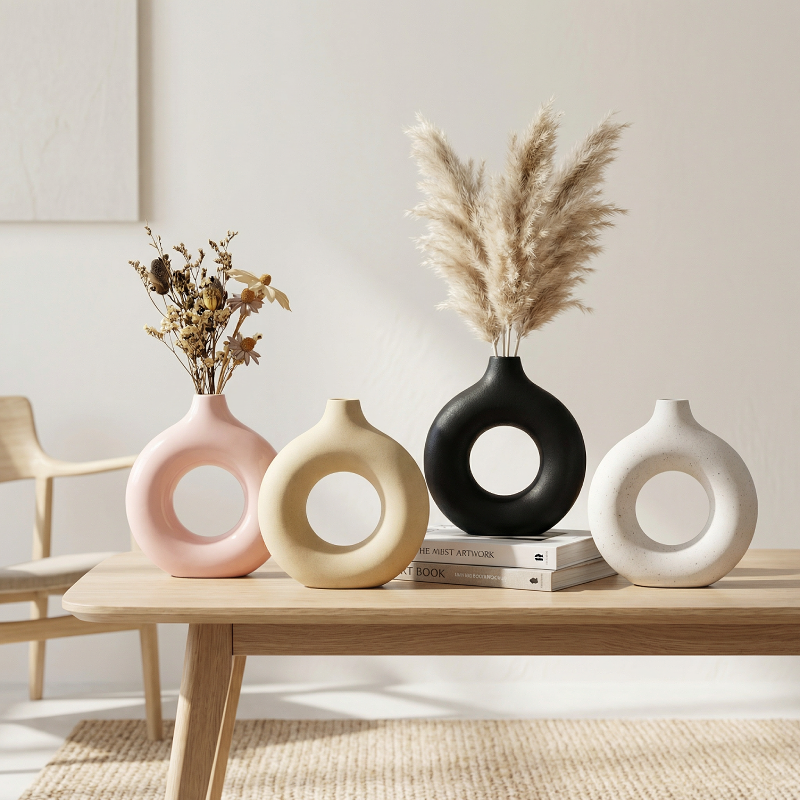 Vases en céramique design circulaire – Style minimaliste moderne