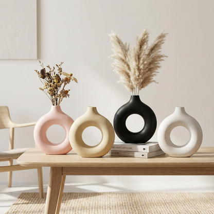 Vases en céramique design circulaire – Style minimaliste moderne