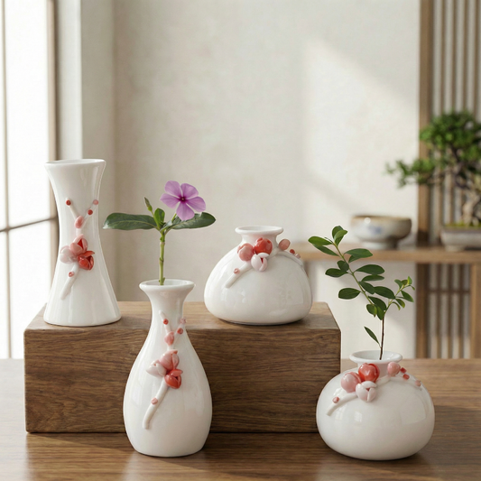Vases en céramique fleurs de prunier – Collection design élégante