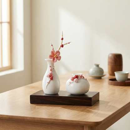 Vases en céramique fleurs de prunier – Collection design élégante